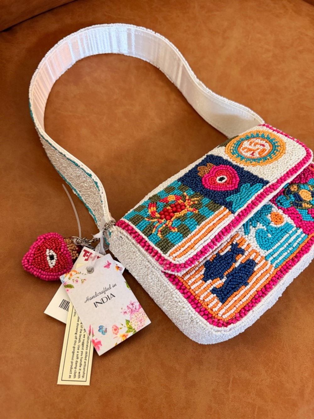 Viral TJ Maxx Beaded Crab Evil Eye Bag Made in India Colorful TikTok Trend Purse - Picture 2 of 15